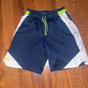 Under Armour Boys Navy and White Athletic Shorts